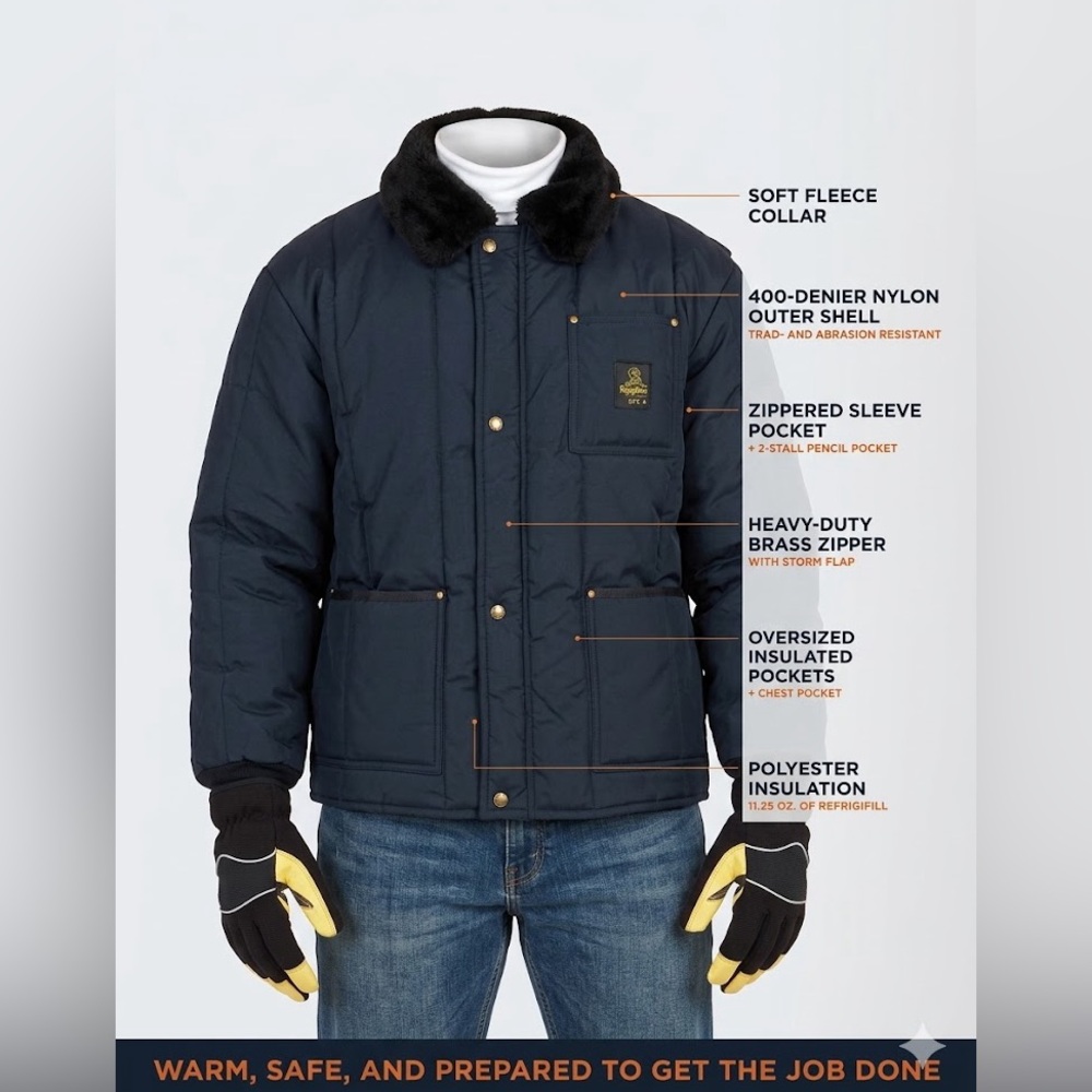 RefrigiWear Men's Insulated Iron-Tuff Polar Jacket Soft Fleece Collar XXL. NWOT